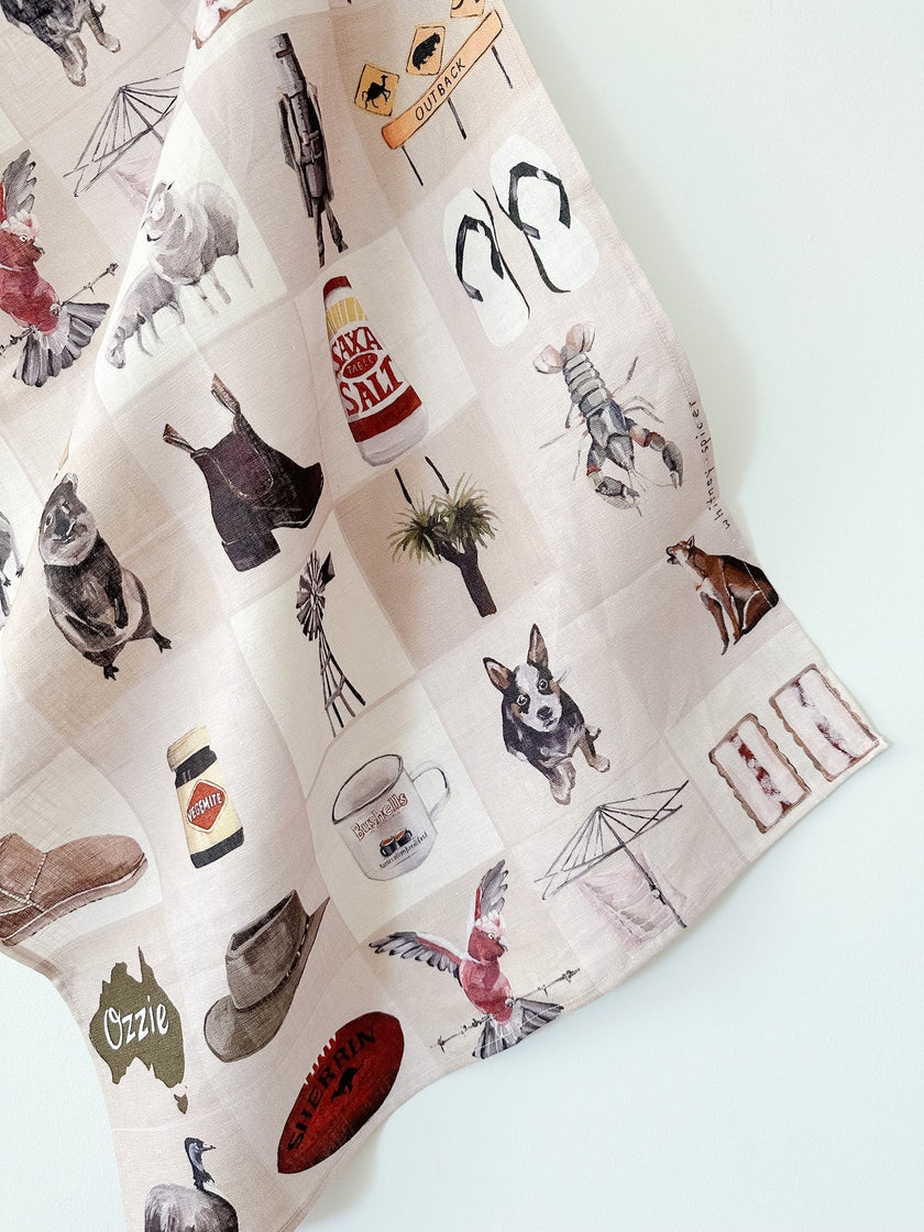 Whitney Spicer 'Ozzie' Linen Tea Towel
