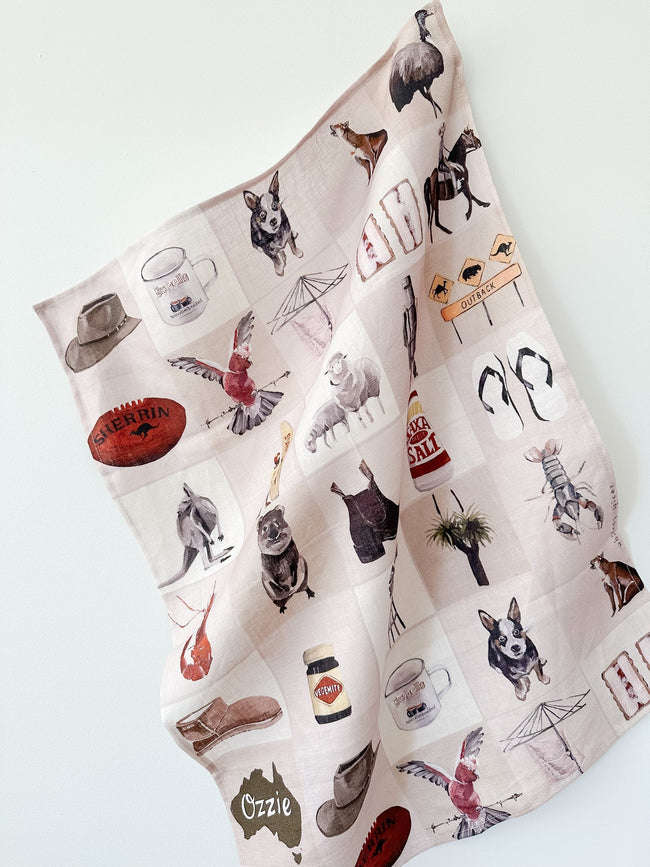 Whitney Spicer 'Ozzie' Linen Tea Towel