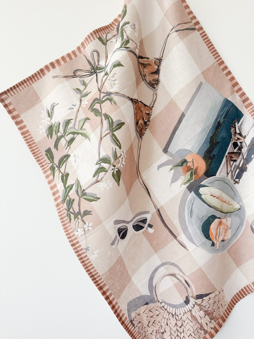 Whitney Spicer 'Tan Lines' Linen Tea Towel