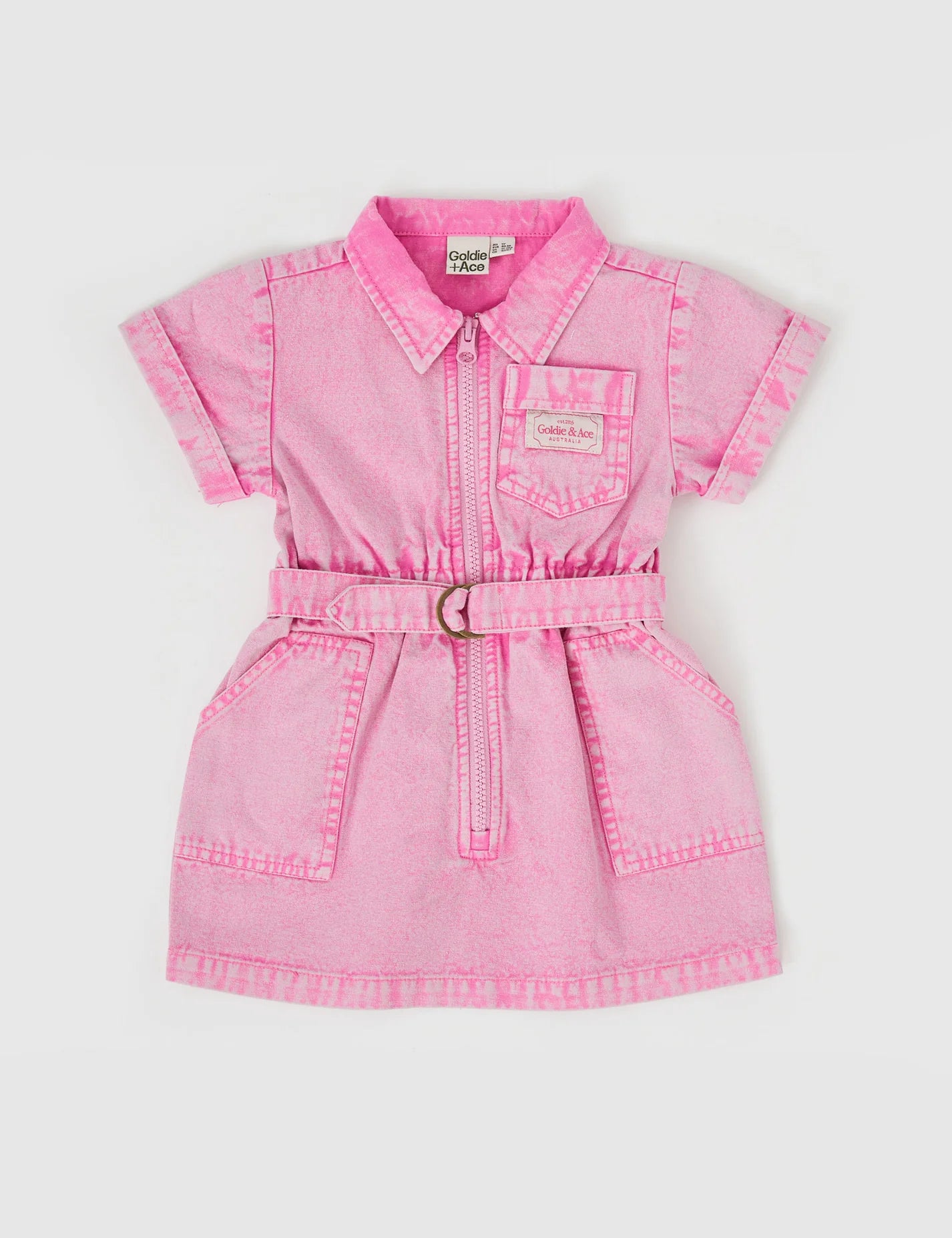 Goldie + Ace Piper Denim Belted Dress Bubblegum