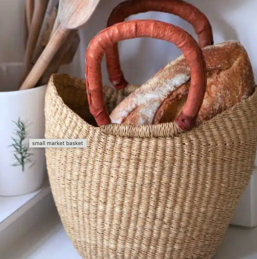 Market Basket - Natural - Small (Black Handle)