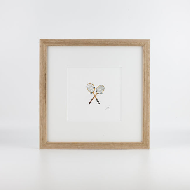 Sarah Smith Tennis Racquets Framed Print | Natural