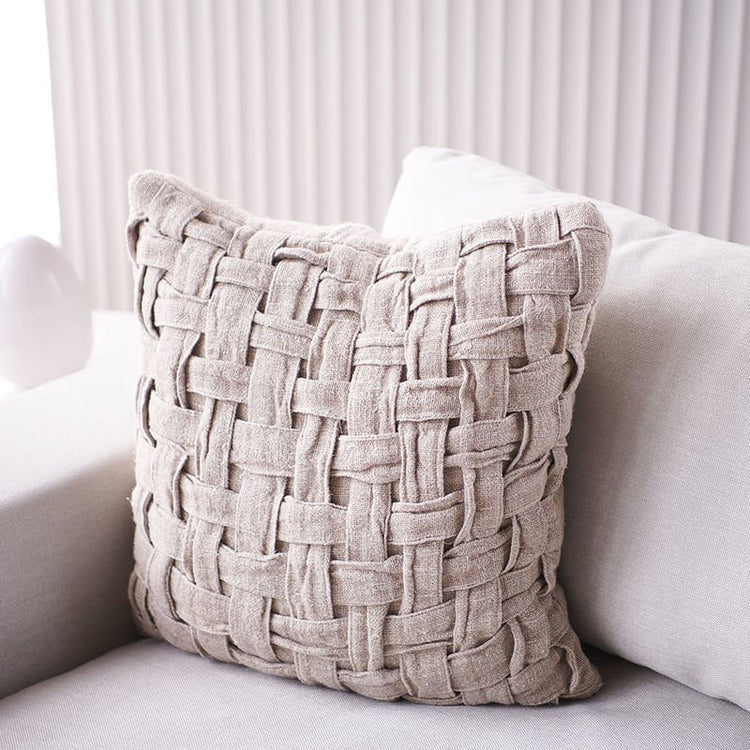 Crosier Handwoven Linen Cushion | Natural