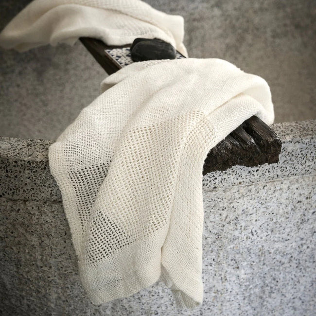 Hand Woven Linen Hand Towel - Ivory