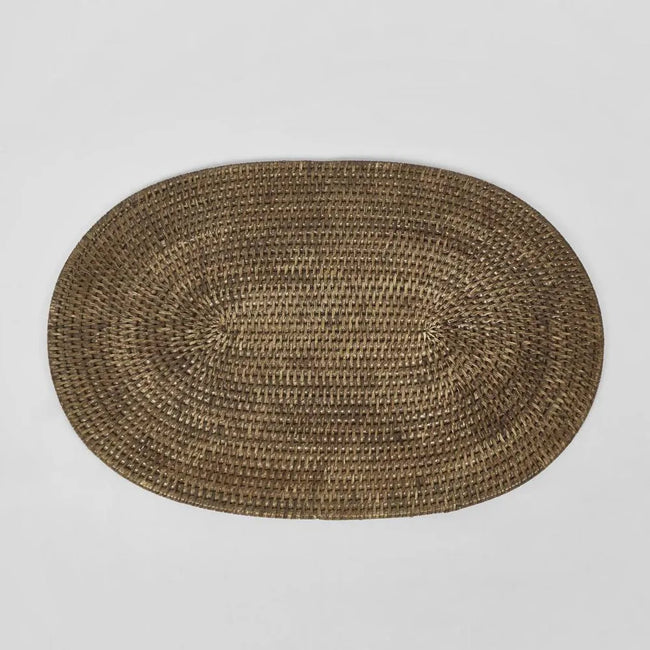 Paume Rattan Oval Placemat Antique Brown | Set of 2