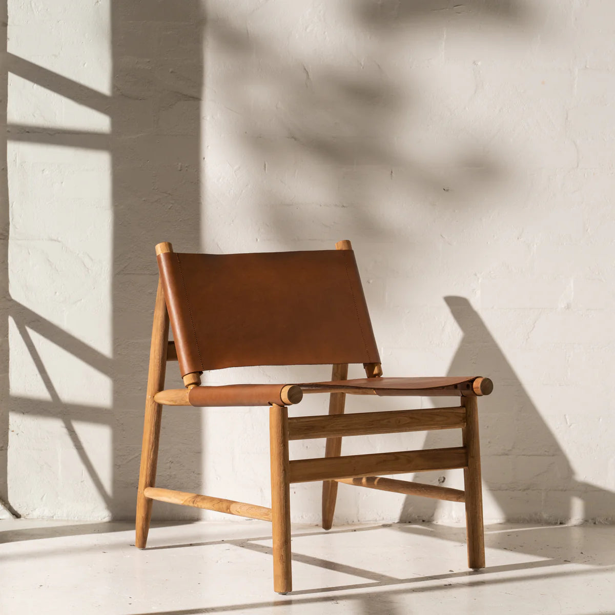 Zadie Tan Leather and Teak Chair