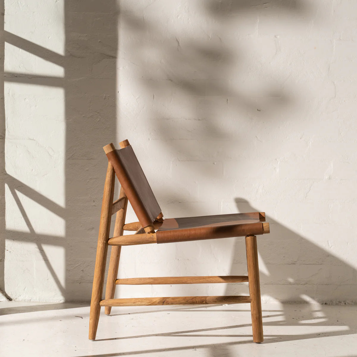 Zadie Tan Leather and Teak Chair