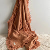 Organic Cotton Rustic Waffle Throw Blanket - Rust