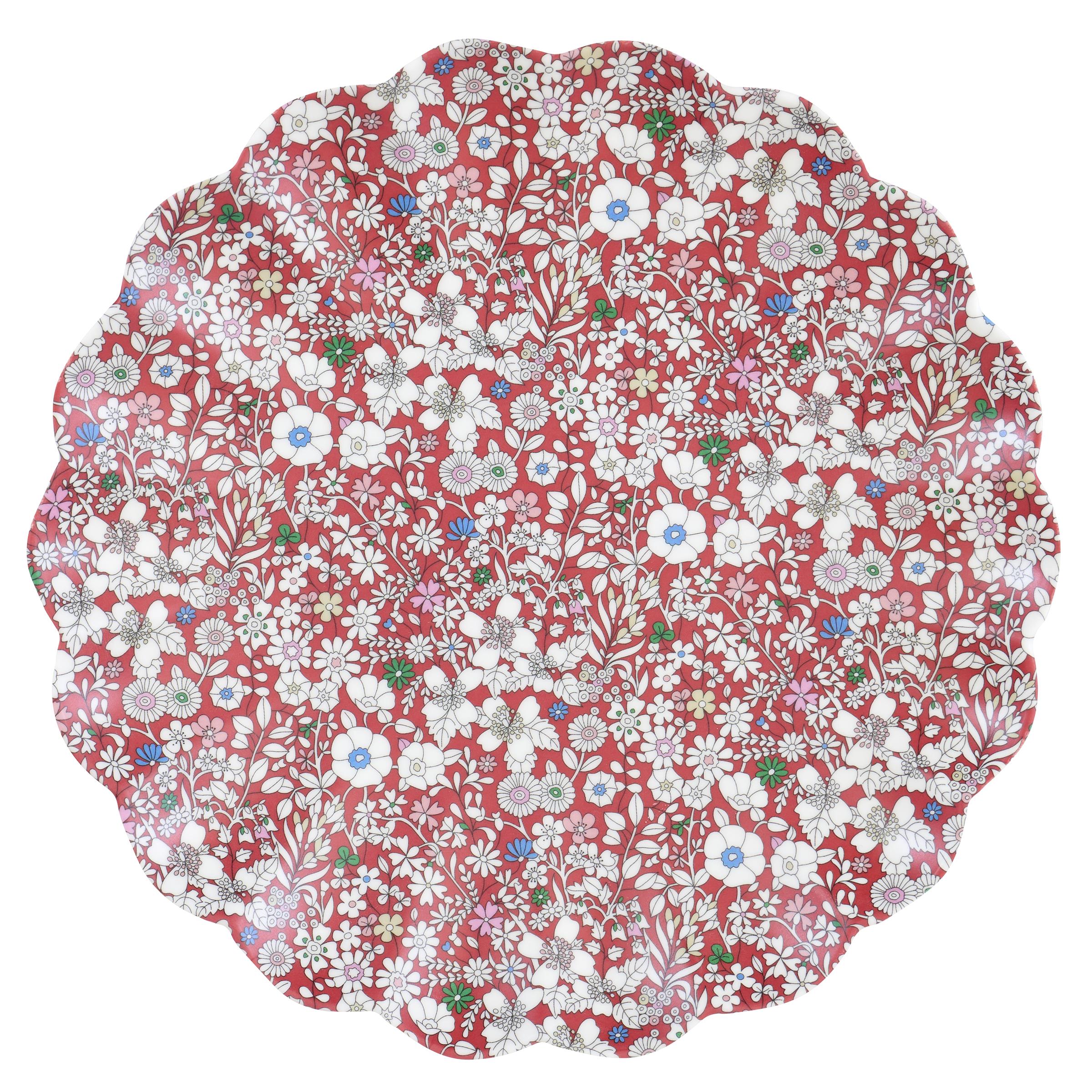 Meri Meri x Liberty Red & Green Reusable Plates | Large (Pack of 6)