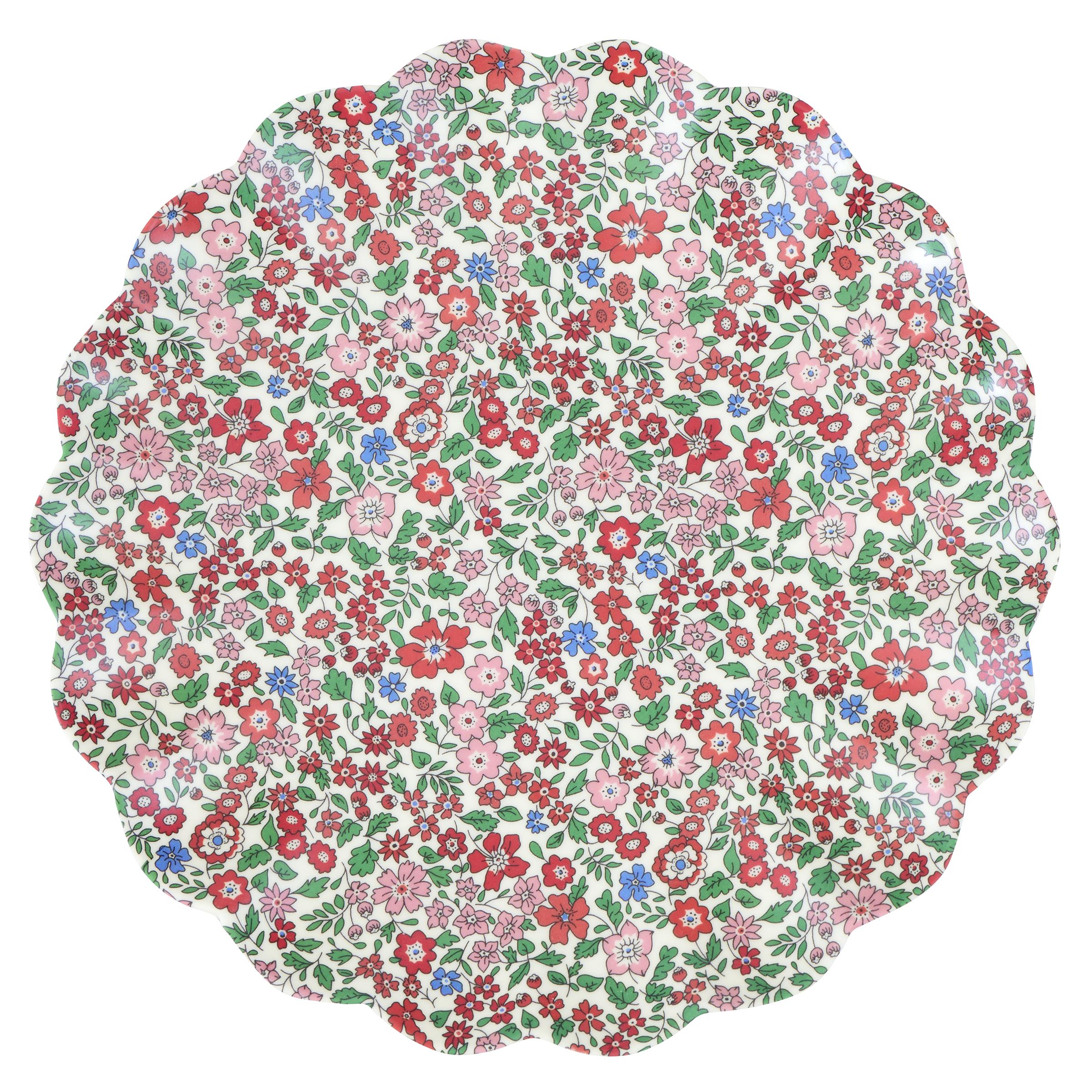 Meri Meri x Liberty Red & Green Reusable Plates | Large (Pack of 6)
