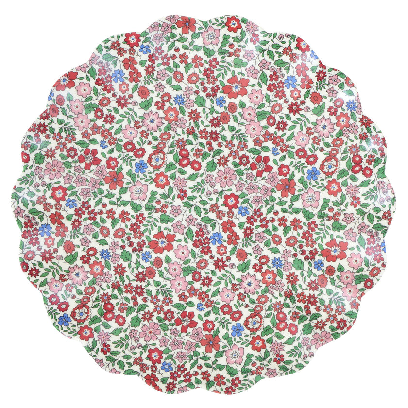 Meri Meri x Liberty Red & Green Reusable Plates | Large (Pack of 6)