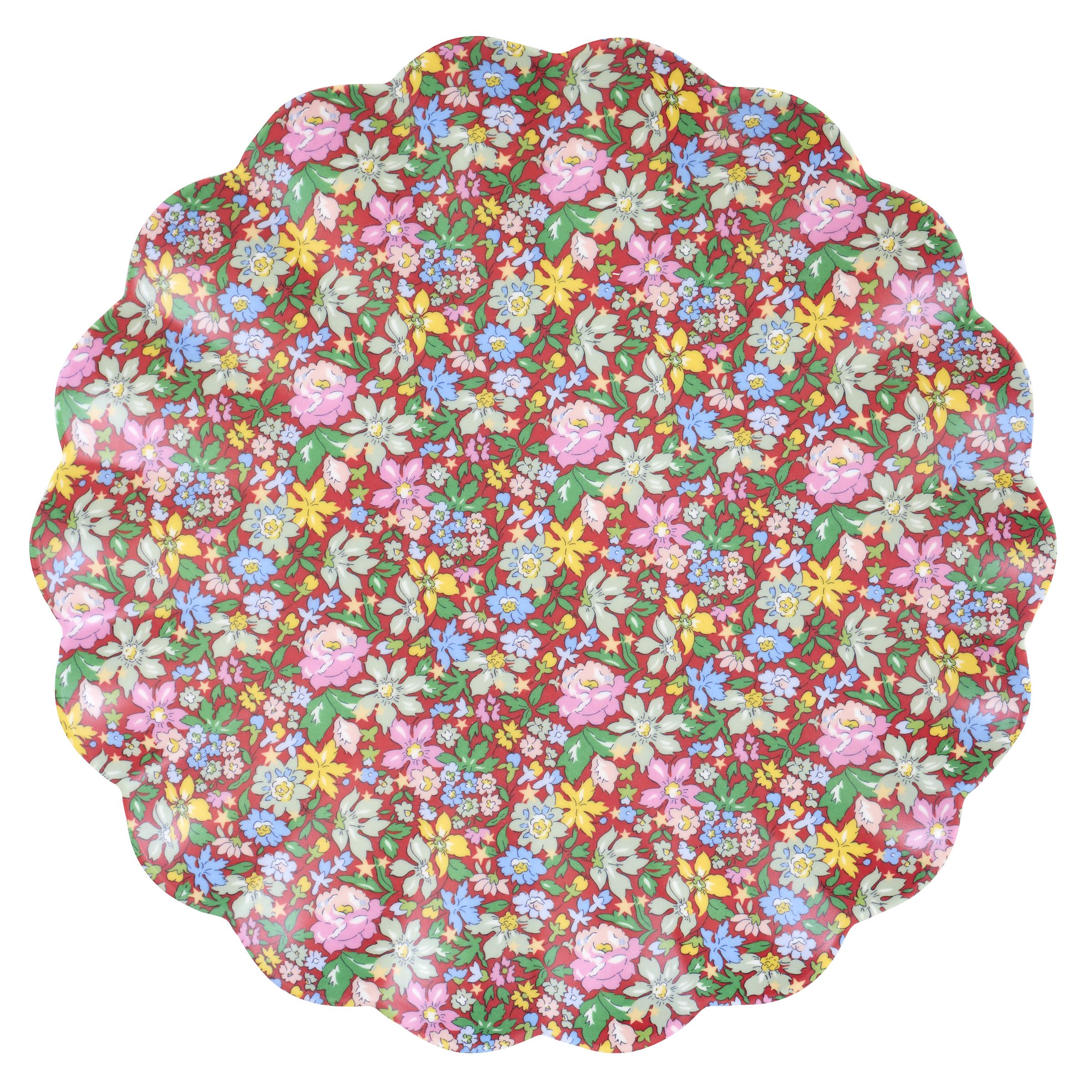 Meri Meri x Liberty Red & Green Reusable Plates | Large (Pack of 6)