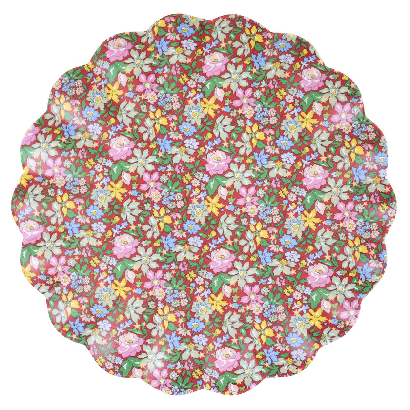 Meri Meri x Liberty Red & Green Reusable Plates | Large (Pack of 6)