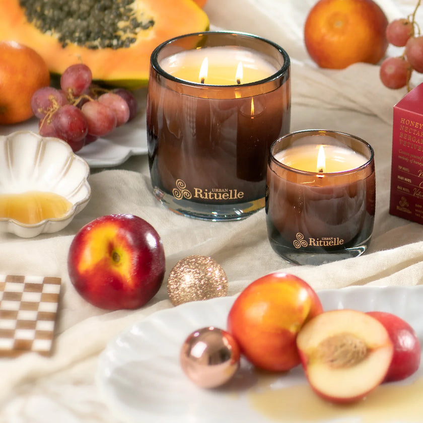 Nectarine, Honey Blossom, Bergamot, Vetiver Scented Soy Candle | 140gm