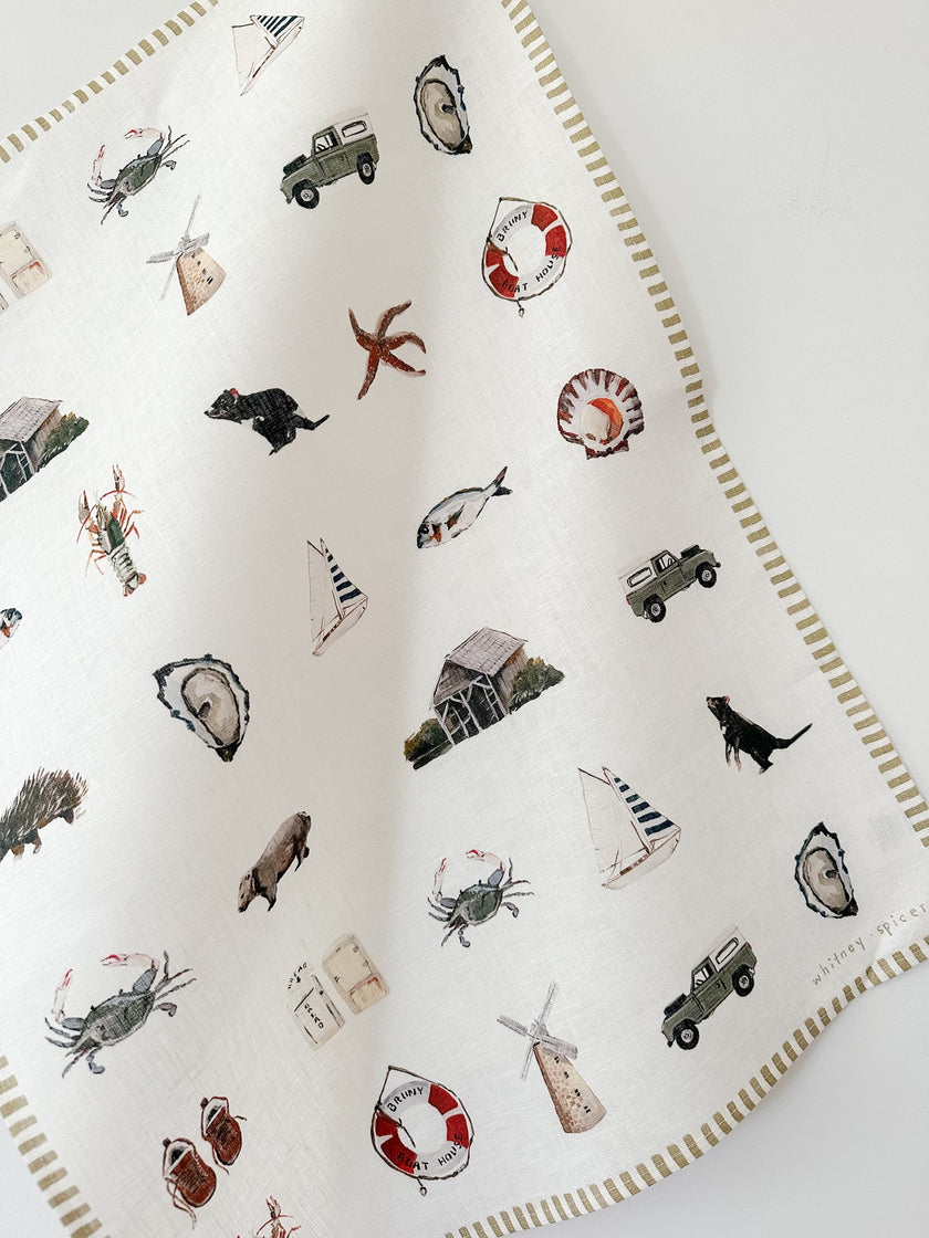 Whitney Spicer 'Tasmania' Linen Tea Towel
