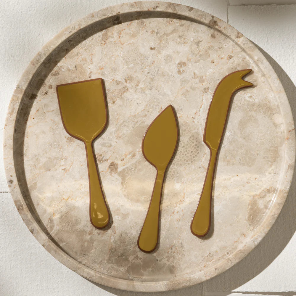 Alder Enamel Cheese Set | Olive