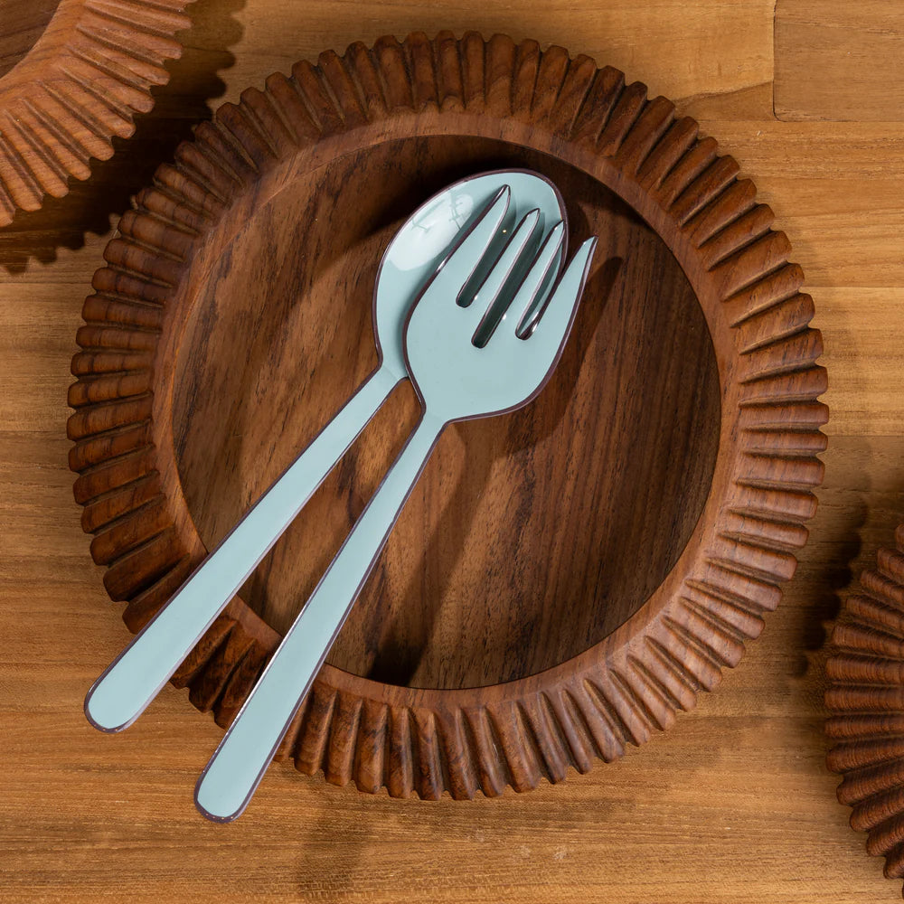 Alder Enamel Salad Servers | Duck Egg