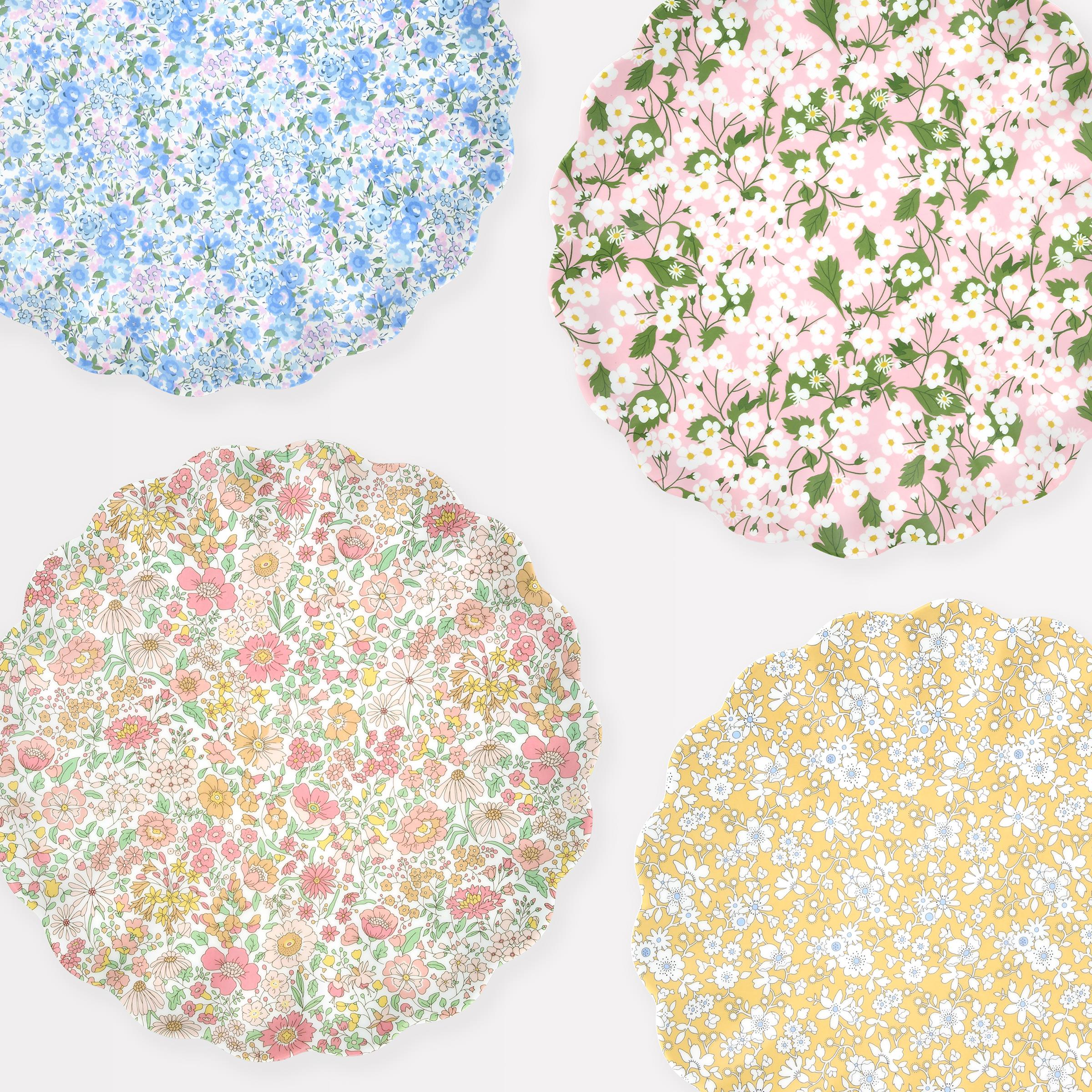 Meri Meri x Liberty Mixed Set Reusable Plates | Large (Pack of 4)
