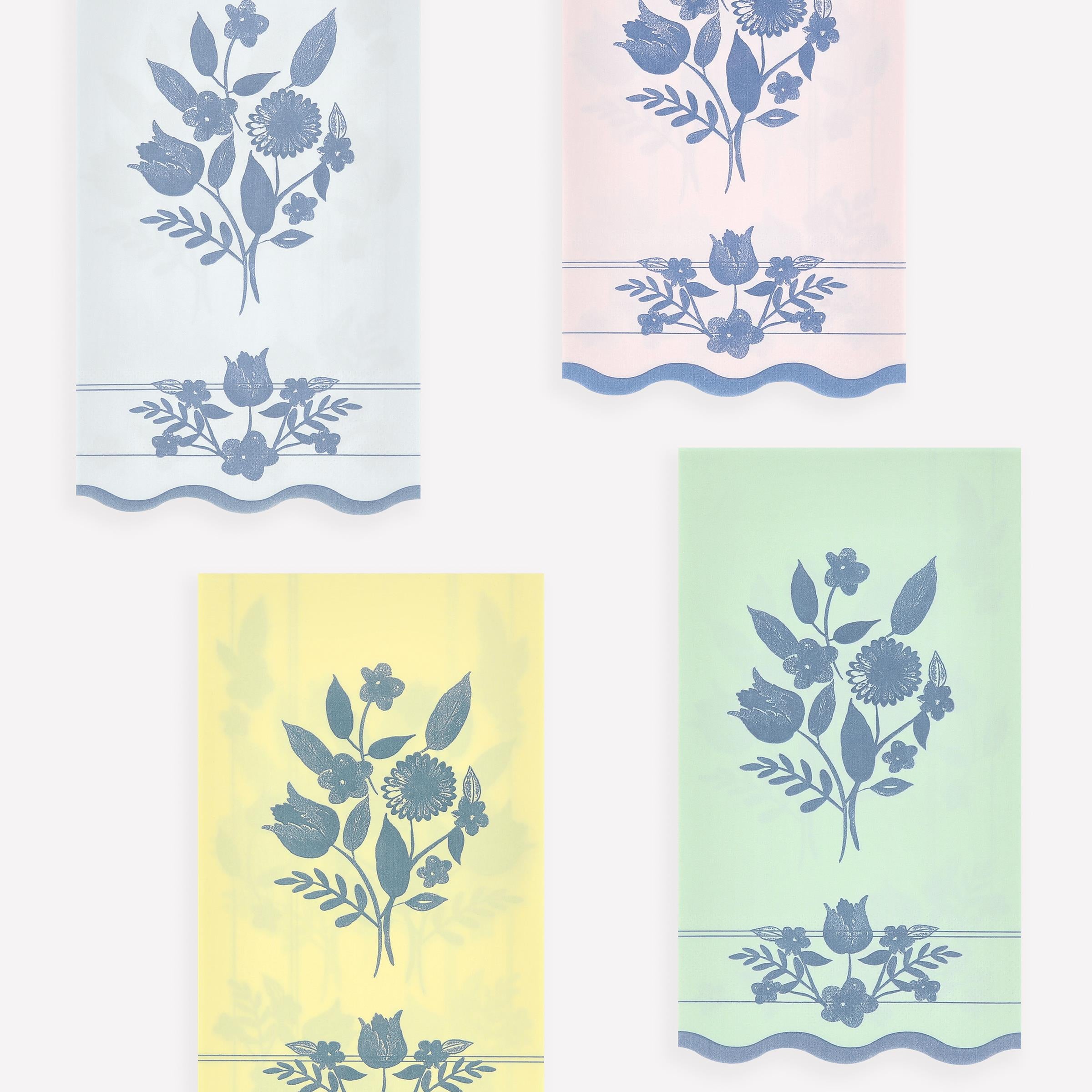 Cobalt Botanical Guest Towels
