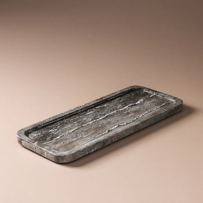 Arya Tray - Grey Travertine Large