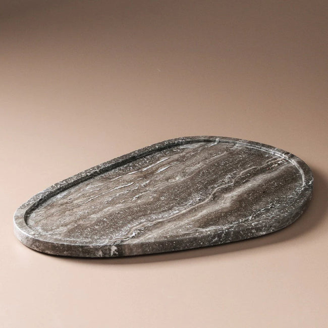 Moon Tray - Grey Travertine