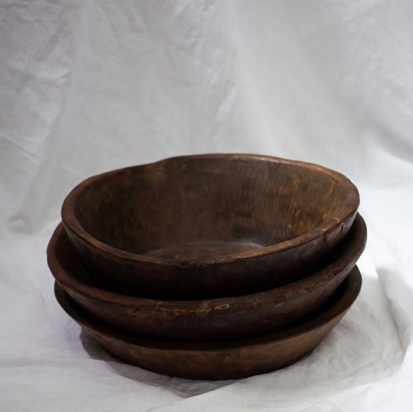 Indian Wooden Chapati Bowl