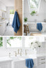 100% Organic Cotton Bamboo Waffle Standard Tea Towel/Hand Towel | Blue
