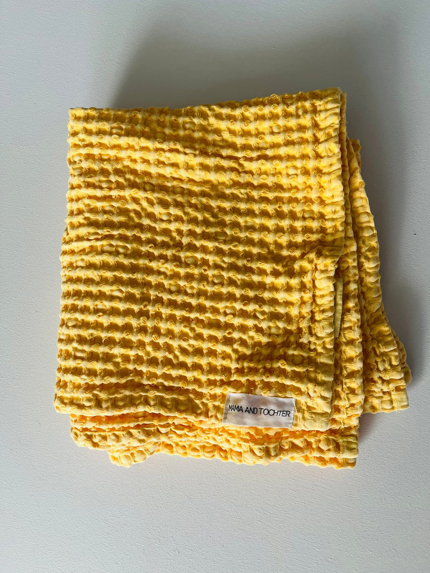 100% Organic Cotton Rustic Waffle Tea Towel| Buttercup