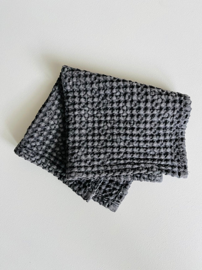 100% Organic Cotton Bamboo Waffle Face Cloth | Charcoal
