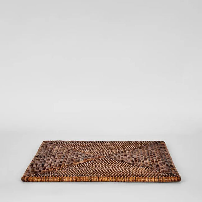 Paume Rattan Square Placemat Antique Brown | Set of 2