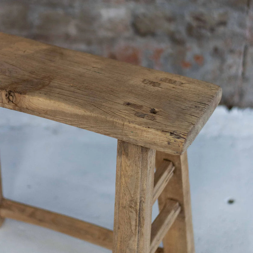Elm Wood Old Rectangle Stool