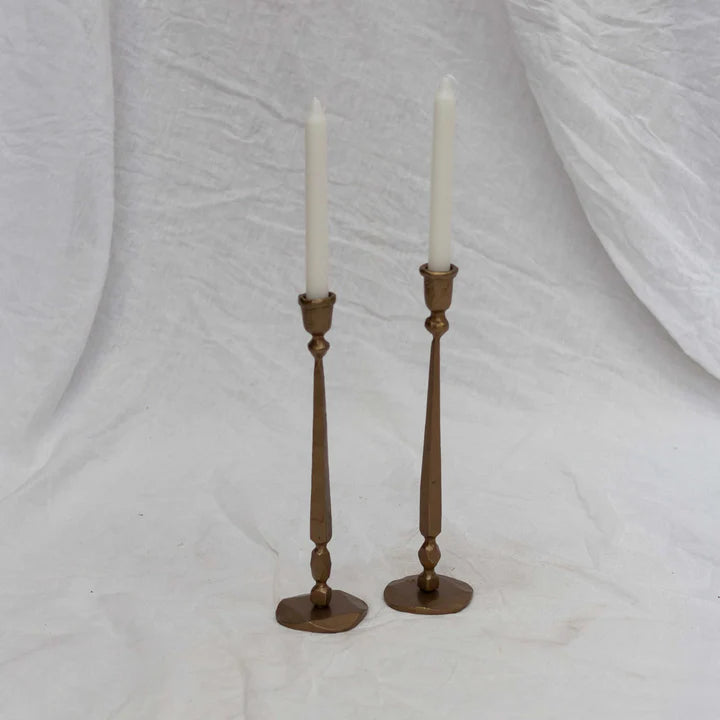 Tessa Iron Candle Pillar | Antique Brass | Small