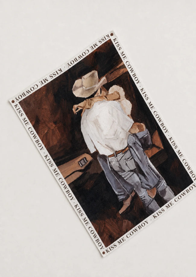Kiss Me Cowboy | Linen Tea Towel