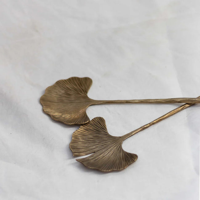 Leaf Salad Servers | Antique Brass