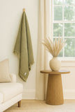 Organic Cotton Rustic Waffle Throw Blanket - Olive