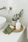 100% Organic Cotton Bamboo Waffle Standard Tea Towel/Hand Towel | Olive