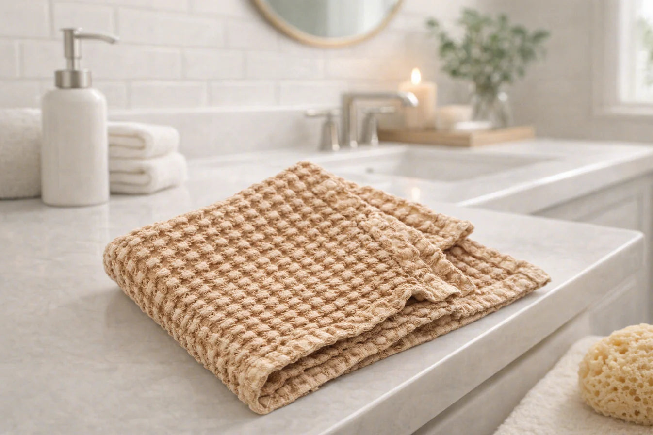 100% Organic Cotton Bamboo Waffle Face Cloth | Rust