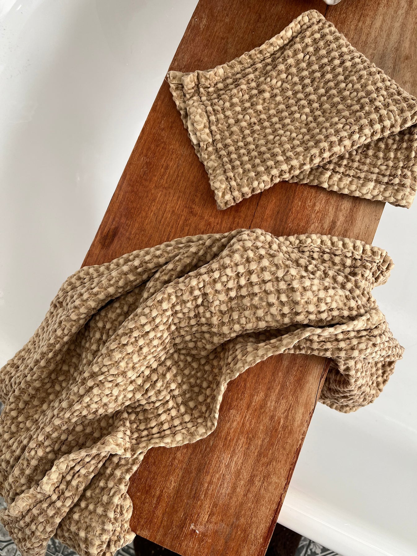 100% Organic Cotton Bamboo Waffle Face Cloth | Rust