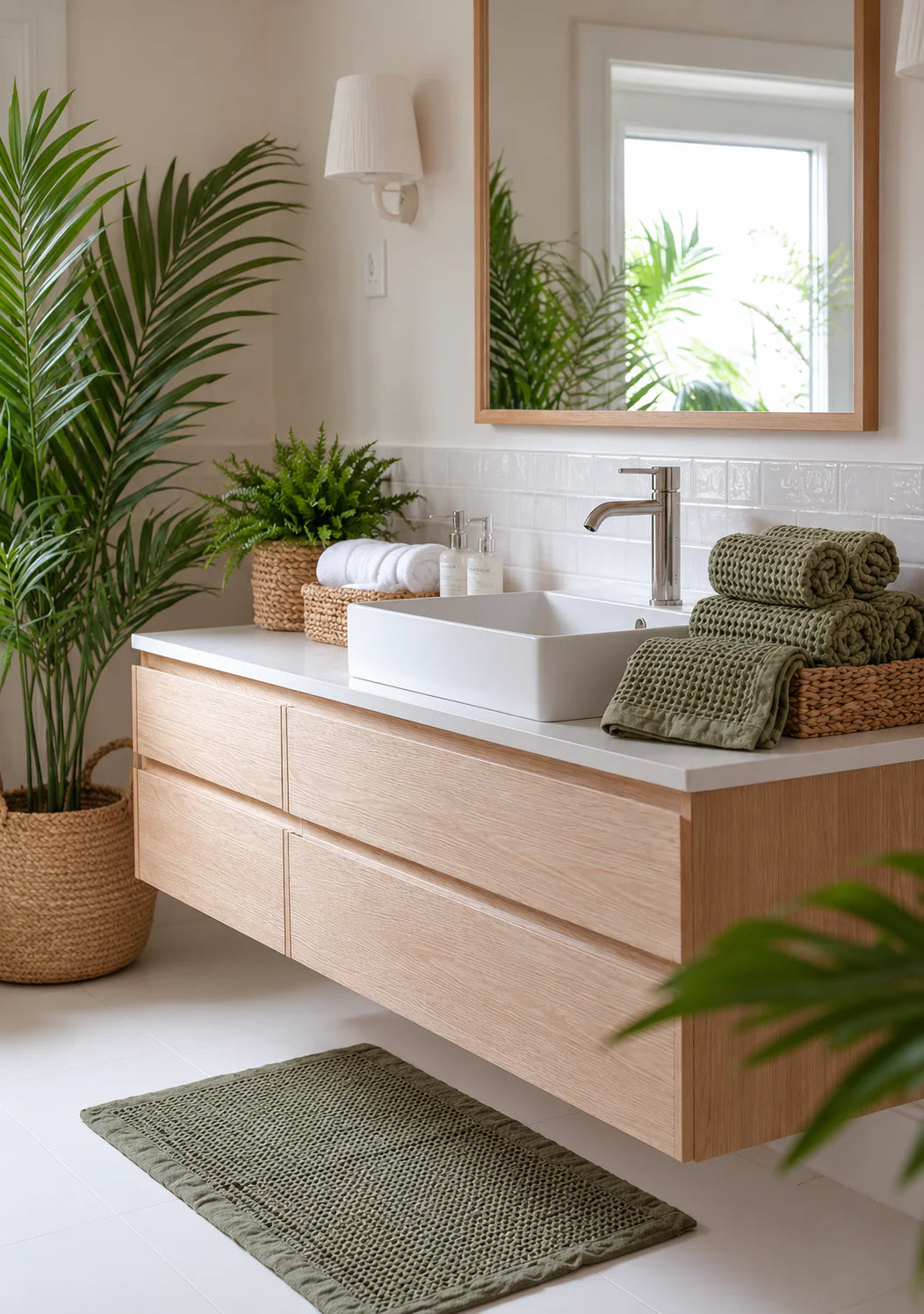 Organic Cotton Waffle Bathmat | Olive