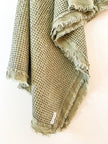 Organic Cotton Rustic Waffle Throw Blanket - Olive