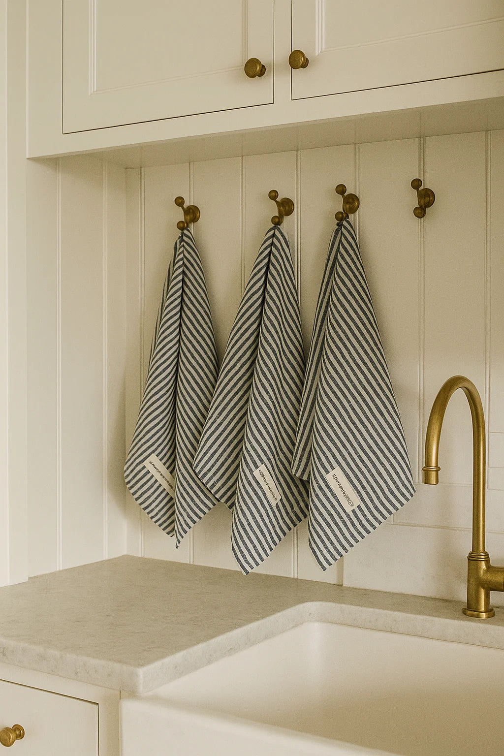 Pure French Linen Tea Towel | Marine Stripe