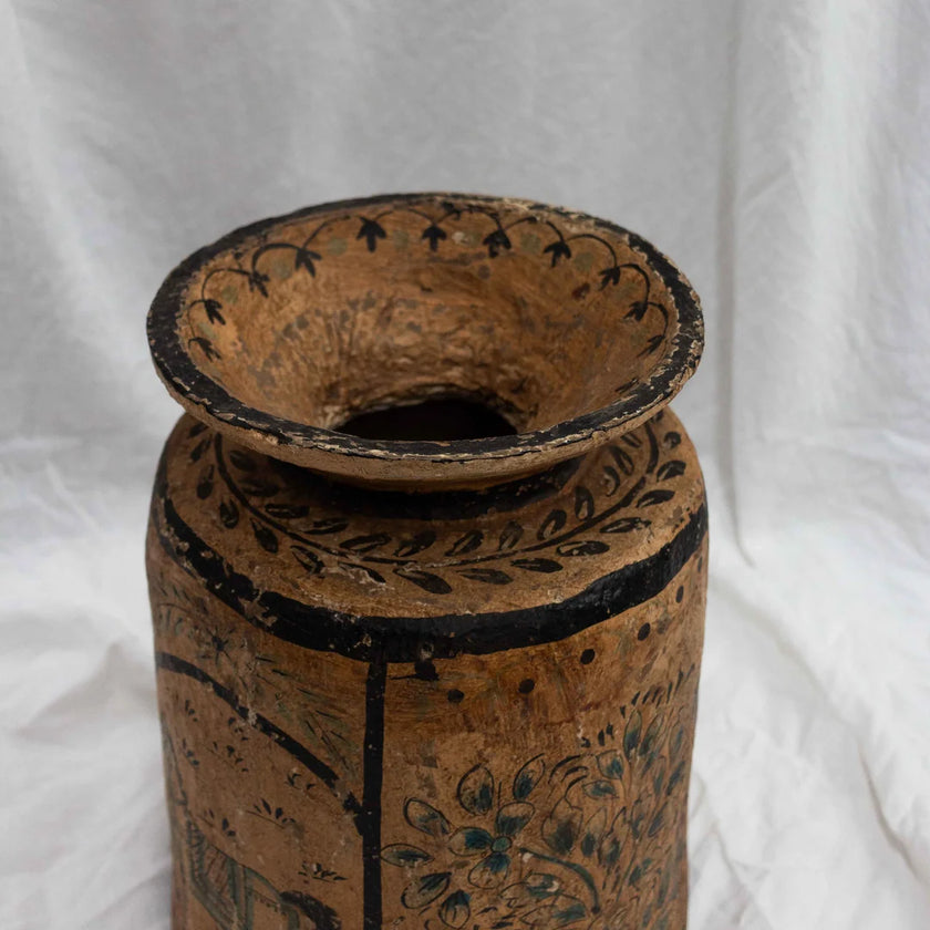 Vintage Indian Papier Mache Pot