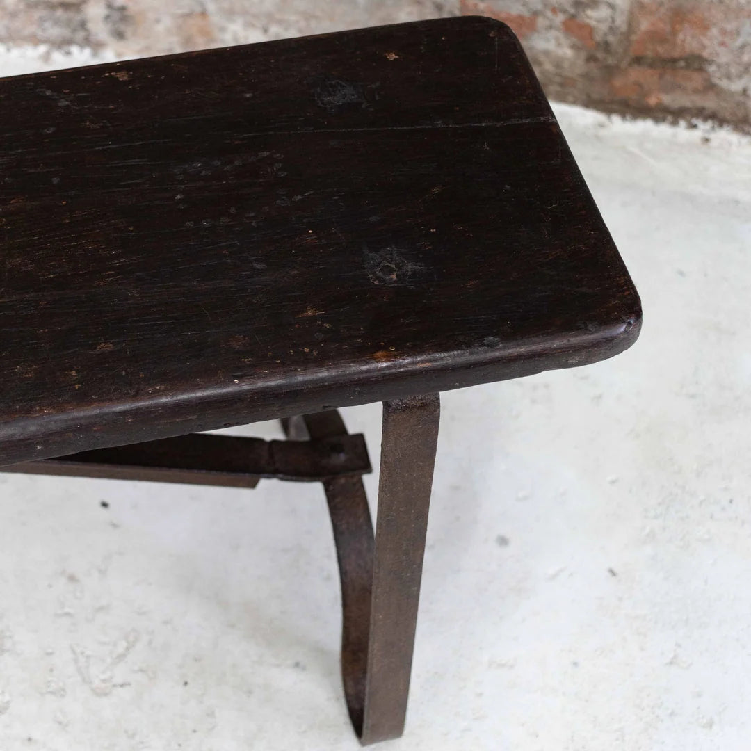 Vintage Indian Wood and Iron Bench Seat
